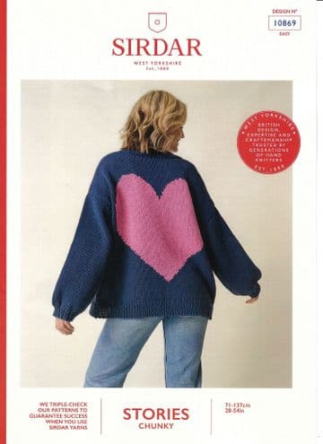 Sirdar Stories Chunky Knitting Pattern - 10869 Ladies Heart Motif Cardigan