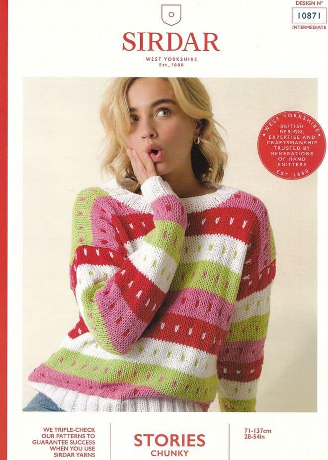 Sirdar Stories Chunky Knitting Pattern - 10871 Ladies Multicoloured Sweater