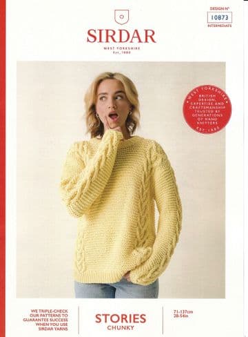 Sirdar Stories Chunky Knitting Pattern - 10873 Ladies Textured Sweater