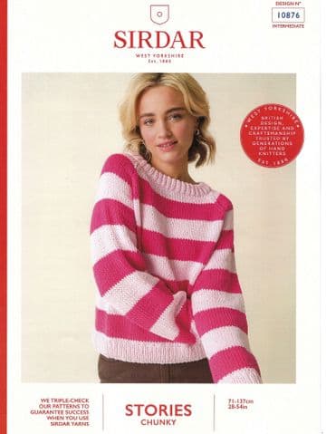 Sirdar Stories Chunky Knitting Pattern - 10876 Ladies Striped Sweater