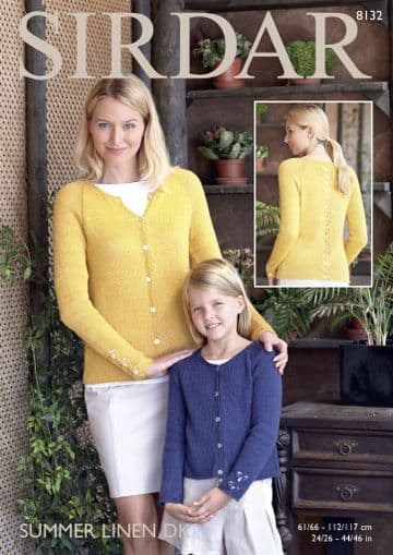 Sirdar Summer Linen DK - 8132 Cardigan Knitting Pattern