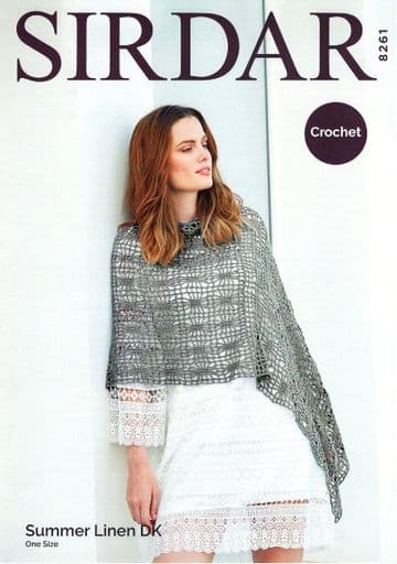 Sirdar Summer Linen DK - 8261 Poncho Crochet Pattern