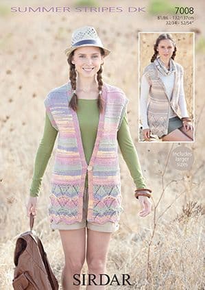 Sirdar Summer Stripes DK - 7008 Waistcoats Knitting Pattern