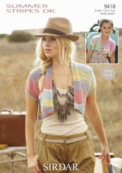 Sirdar Summer Stripes DK - 9418 Cardigans / Boleros Knitting Pattern