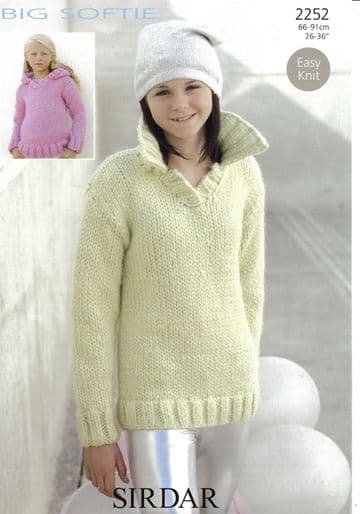 Sirdar Super Chunky Knitting Pattern - 2252 Girls Sweaters (2 Designs)