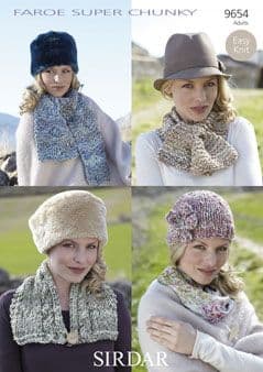 Sirdar Super Chunky Knitting Pattern - 9654 Scarves, Wrap & Hat