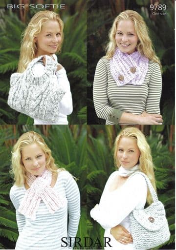Sirdar Super Chunky Knitting Pattern - 9789 Bag, Satchel, Scarf & Neck Wrap