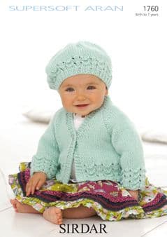 Sirdar Supersoft Aran - 1760 Cardigan & Beret Knitting Pattern