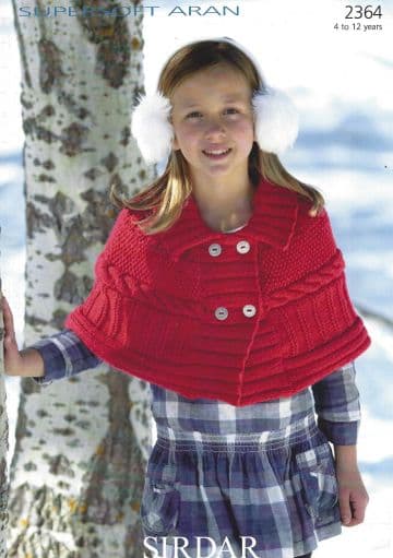 Sirdar Supersoft Aran - 2364 Cape Knitting Pattern