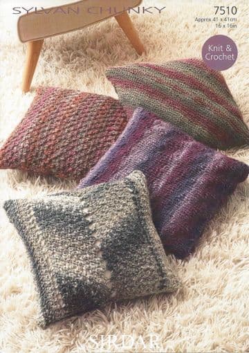 Sirdar Sylvan Chunky - 7510 Cushions Knitting & Crochet Pattern