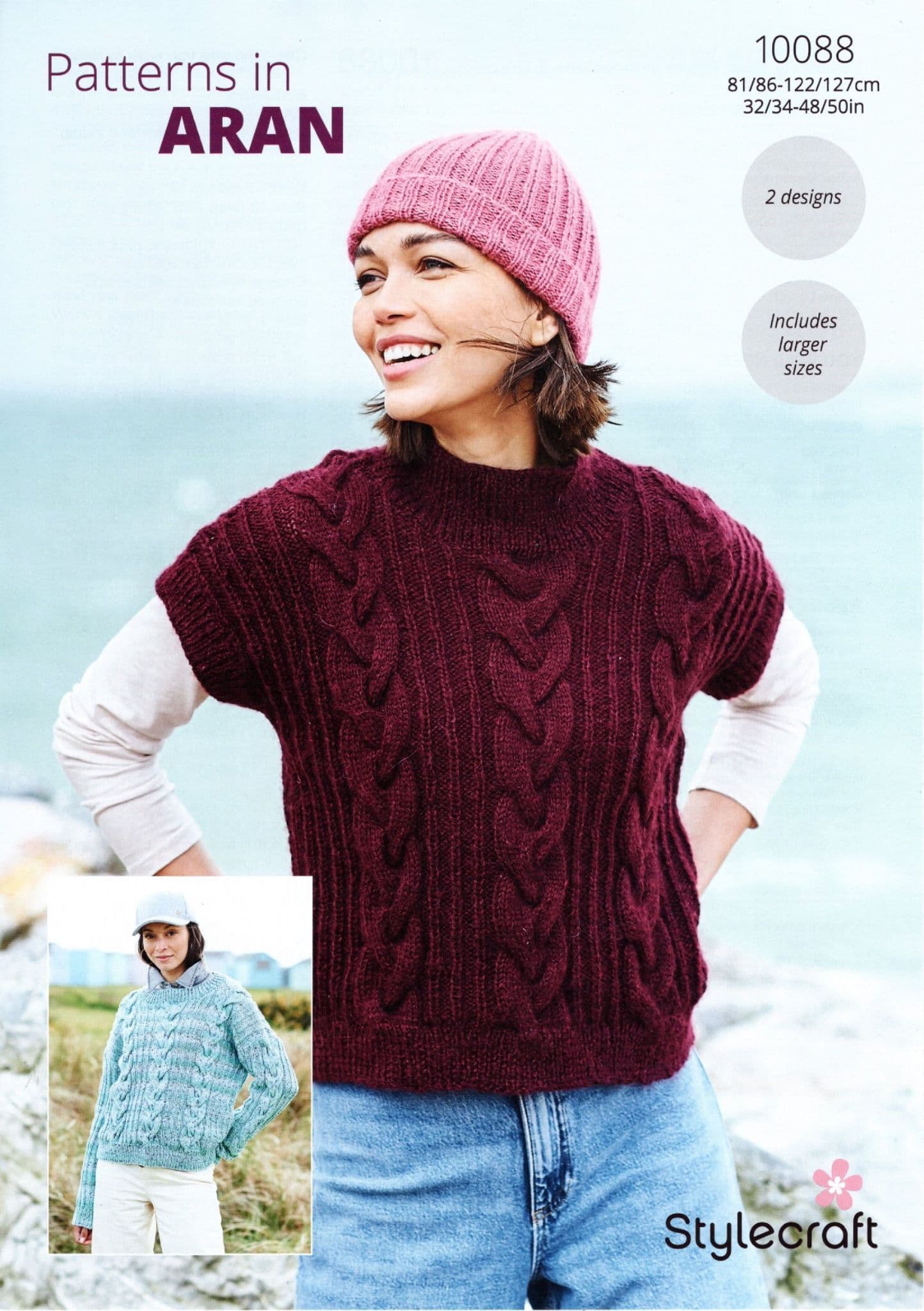 Stylecraft Aran Knitting Pattern 10088 Ladies Sweater Tank Top