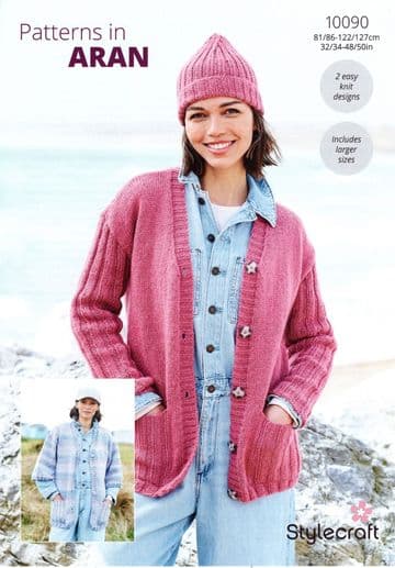 Stylecraft Aran Knitting Pattern - 10090 Ladies Cardigans (2 Designs)