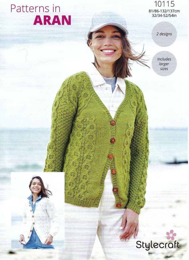 Stylecraft Aran Knitting Pattern - 10115 Ladies Cardigans 2 Designs