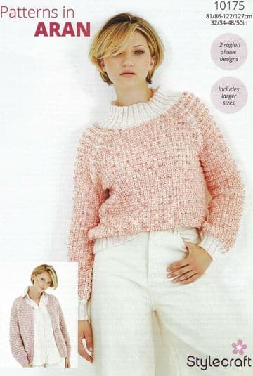 Stylecraft Aran Knitting Pattern - 10175 Ladies Sweater & Cardigan (2 Designs)
