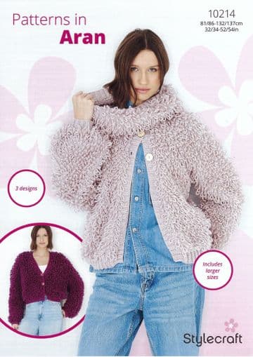 Stylecraft Aran Knitting Pattern - 10214 Ladies Loop Stitch Cardigans & Snood (3 Designs)