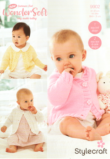 Stylecraft Baby 4 Ply Knitting Pattern - 9902 Cardigans (Birth to 5 Years)