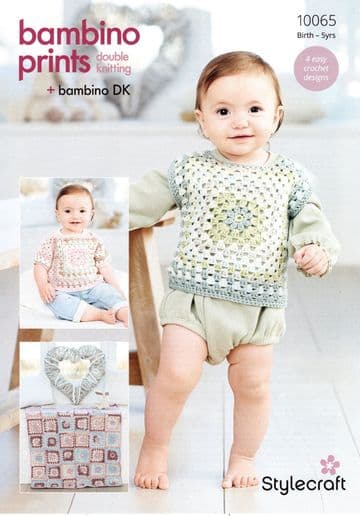 Stylecraft Baby DK Crochet Pattern - 10065 Sweaters& Blankets
