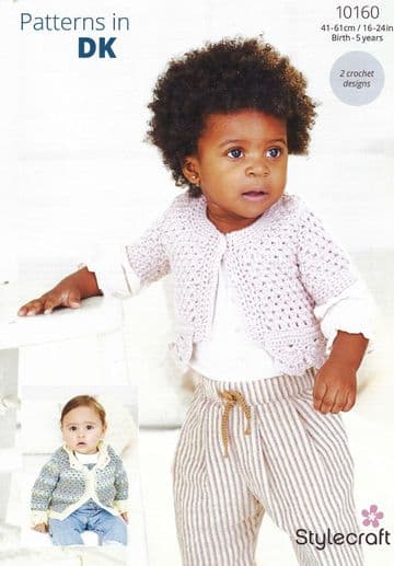 Stylecraft Baby DK Crochet Pattern - 10160 Cardigans (2 Designs)