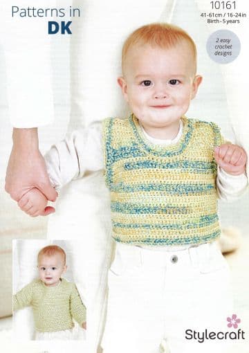 Stylecraft Baby DK Crochet Pattern - 10161 Tank Top & Sweater (2 Designs)
