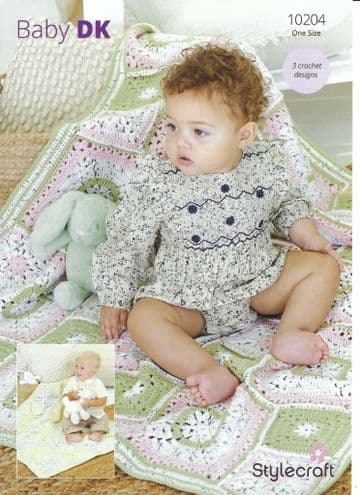 Stylecraft Baby DK Crochet Pattern - 10204 Baby Blankets (3 Designs)