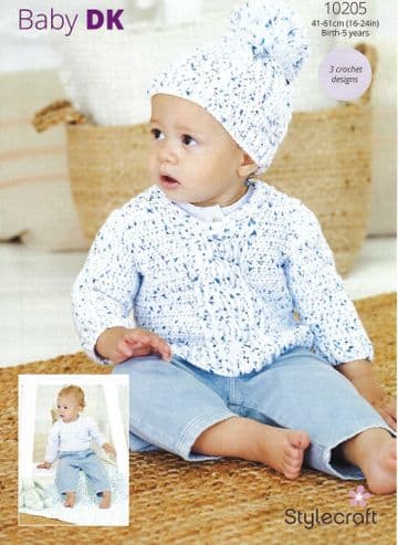 Stylecraft Baby DK Crochet Pattern - 10205 Baby/Toddler Sweater, Hat & Blanket (Birth-5yrs)