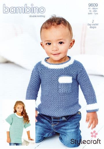 Stylecraft Baby DK Crochet Pattern - 9609 Sweater& Tunic