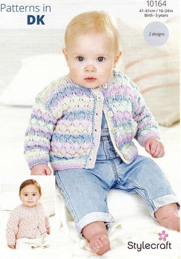 Stylecraft Baby DK Knitting Pattern - 10164 Cardigans (2 Designs)