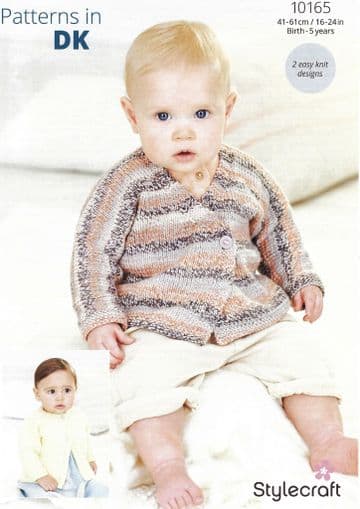 Stylecraft Baby DK Knitting Pattern - 10165 Cardigans (2 Easy Knit Designs)