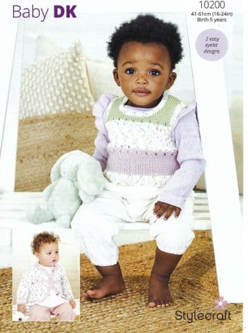 Stylecraft Baby DK Knitting Pattern - 10200 Cardigan & Tank Top (Birth-5years)