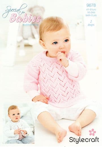 Stylecraft Baby DK Knitting Pattern - 9678 Sweater & Cardigan