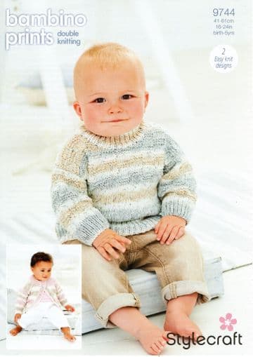 Stylecraft Baby DK Knitting Pattern - 9744 Cardigan & Sweater