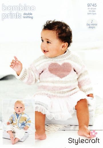 Stylecraft Baby DK Knitting Pattern - 9745 Sweater & Cardigan