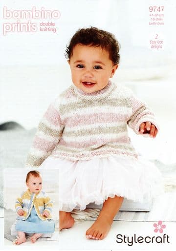 Stylecraft Baby DK Knitting Pattern - 9747 Sweater & Cardigan
