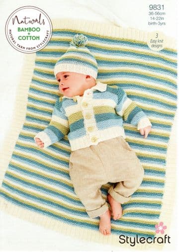 Stylecraft Baby DK Knitting Pattern - 9831 Jacket, Hat & Blanket