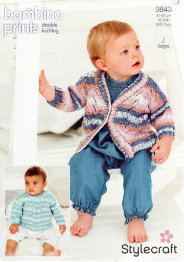 Stylecraft Baby DK Knitting Pattern - 9843 Cardigan & Sweater