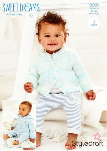 Stylecraft Baby DK Knitting Pattern - 9900 Hooded Jacket & Cardigan