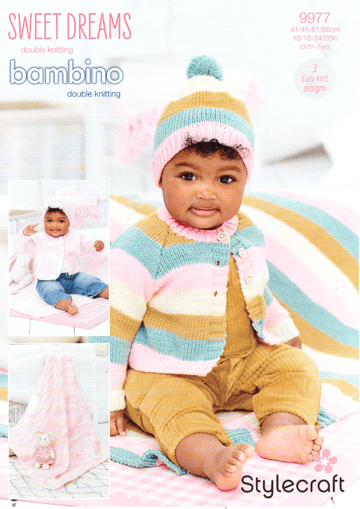 Stylecraft Baby DK Knitting Pattern - 9977 Cardigans, Hats & Blanket