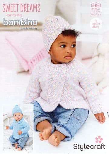 Stylecraft Baby DK Knitting Pattern - 9980 Jacket,Cardigan & Hats