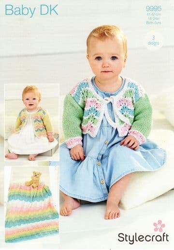 Stylecraft Baby DK Knitting Pattern - 9995 Cardigans & Blanket