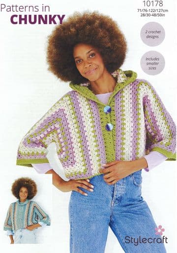 Stylecraft Chunky Crochet Pattern - 10178 Ladies Hooded Jacket & Sweater ( 28/30-48/50ins)
