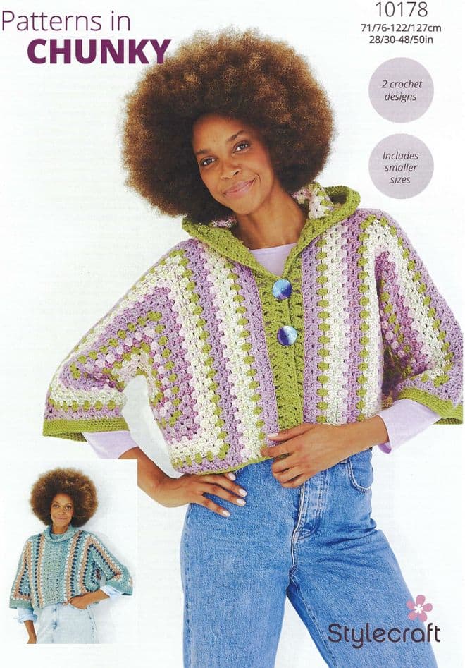 Stylecraft Chunky Crochet Pattern - 10178 Ladies Hooded Jacket & Sweater ( 28/30-48/50ins)
