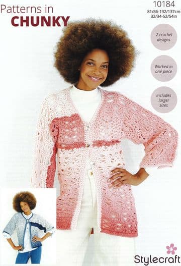 Stylecraft Chunky Crochet Pattern - 10184 Ladies Cardigans (2 Designs)