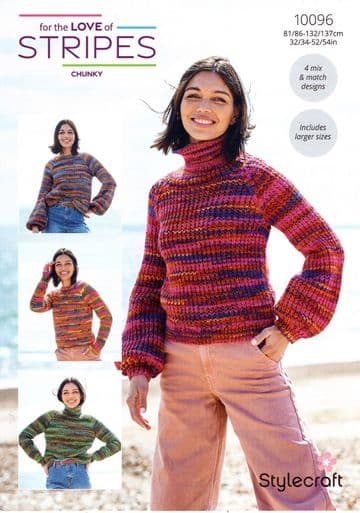 Stylecraft Chunky Knitting Pattern - 10096 Ladies Sweaters (4 Designs)