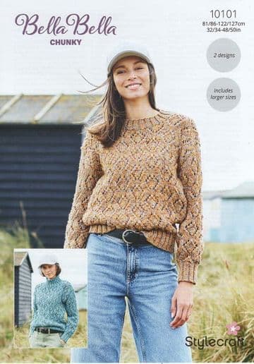 Stylecraft Chunky Knitting Pattern - 10101 Ladies Sweaters (2 Designs)