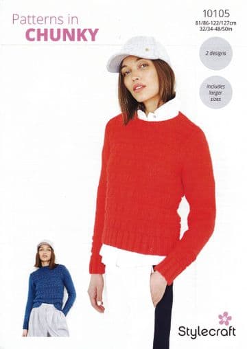 Stylecraft Chunky Knitting Pattern - 10105 Ladies Sweaters (2 Designs)