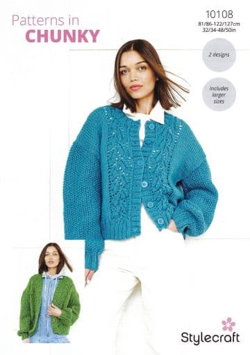Stylecraft Chunky Knitting Pattern - 10108 Ladies Cardigans (2 Designs)