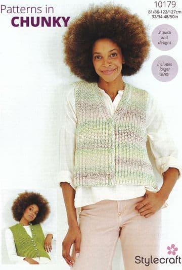 Stylecraft Chunky Knitting Pattern - 10179 Ladies Waistcoats (32/34-48/50ins)
