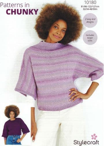 Stylecraft Chunky Knitting Pattern - 10180 Ladies Sweaters (32/34-48/50ins)