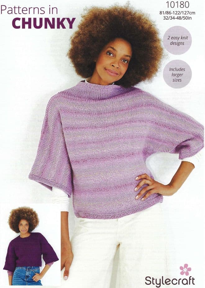 Stylecraft Chunky Knitting Pattern - 10180 Ladies Sweaters (32/34-48/50ins)