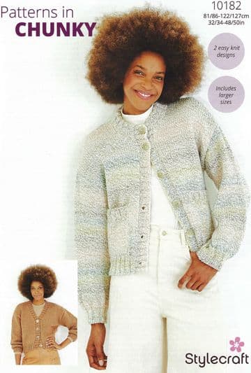 Stylecraft Chunky Knitting Pattern - 10182 Ladies Cardigans (32/34-48/50ins)